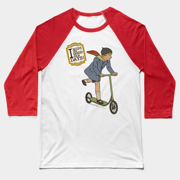 I miss the good old days! Scooter riding! Baseball T-Shirt by IdinDesignShop